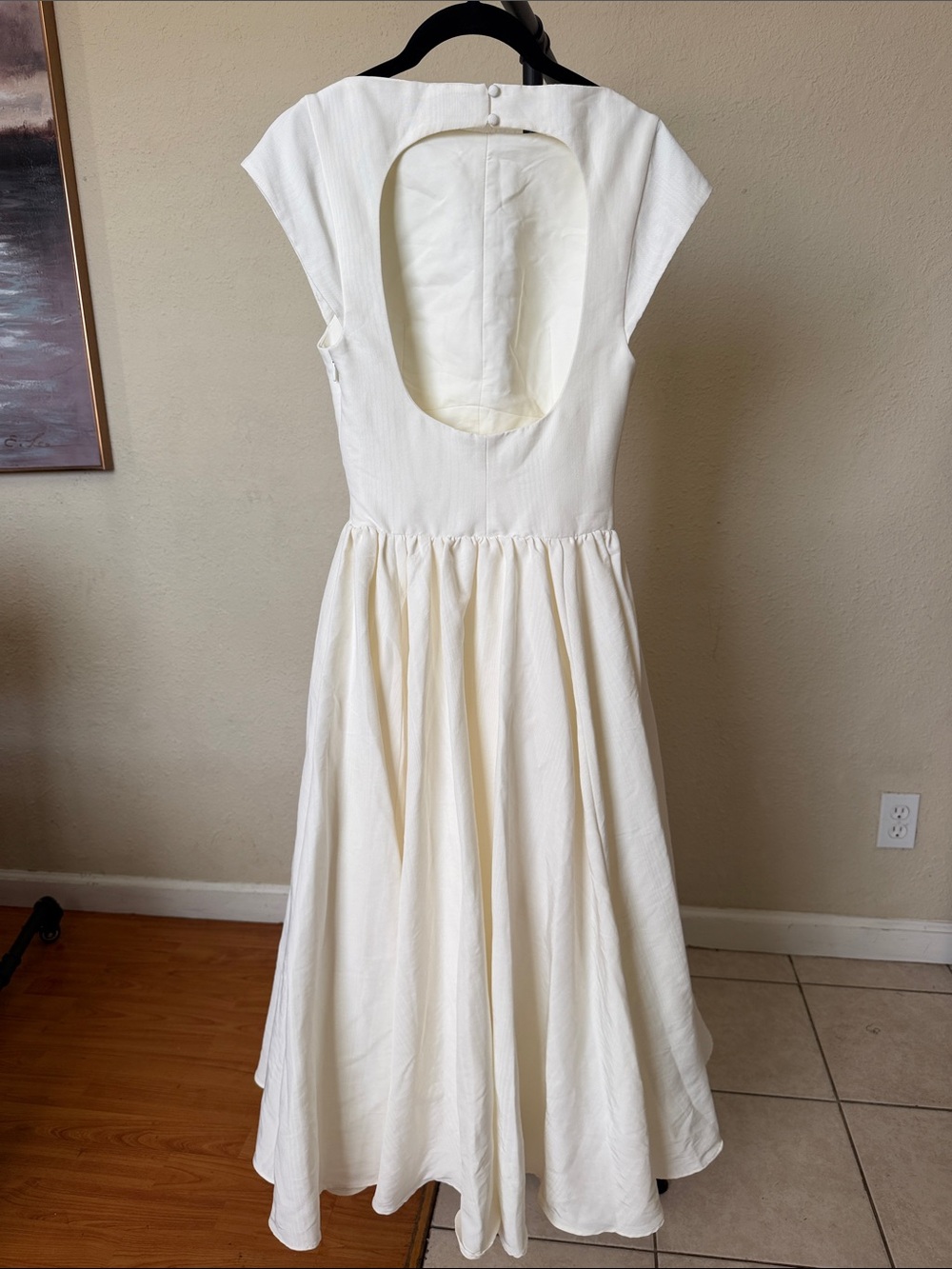 HOUSE OF CB 'Debutante' Ivory Moire Satin Midi Dress NWOT S - Picture 10 of 16